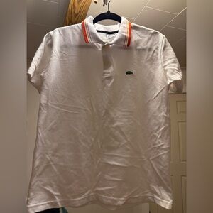 Lacoste White Polo with Orange Accents